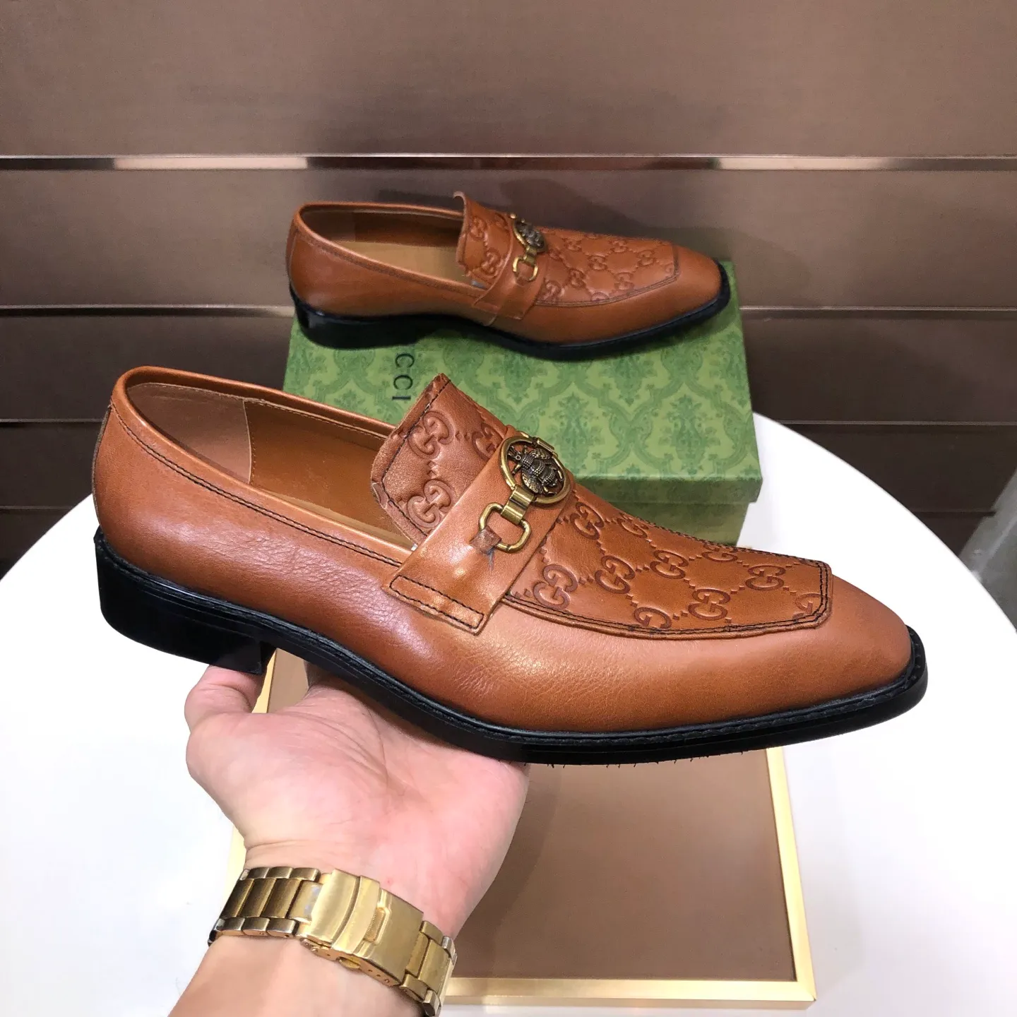 Men's men's shoes💰460💰【GUCCI】 (Niuli) new style🍀Gucci* - top version Gucci new leather shoes! It is made of imported original materials and has a comfortable first layer of cowhide lining! Original wear-resistant rubber outsole! High quality products! Code number 38-45 (45 customized)